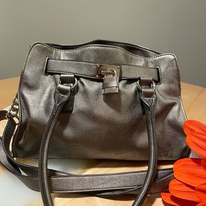 Metallic Pewter Arnold Churgin leather bag. Handmade.